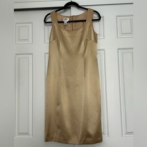 Talbots Pure Silk gold evening midi dress size 6